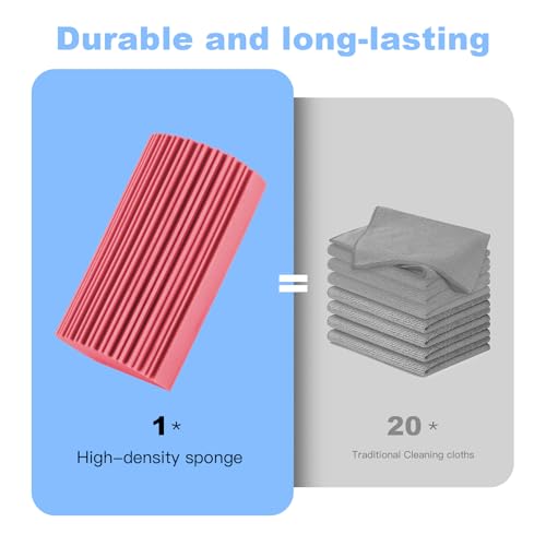 4 Pack Damp Clean Duster Sponge, Magic Sponge Eraser for Household Cleaning, Reusable Dusters Cleaning Supplies for Housekeeping, Dish, Blinds, Glass, Baseboards,Window Track Grooves and Faucets - color: Red, size: 4PC