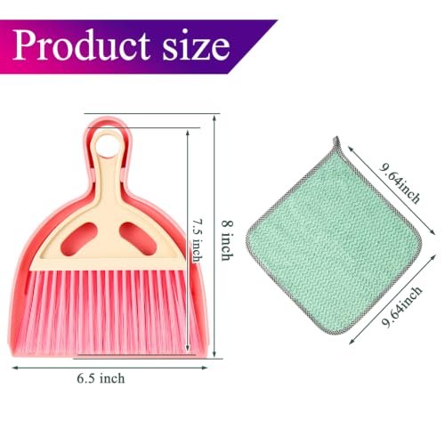 Lamoutor 3 Pack Medium Hand Broom and Dustpan Set Medium Dust Pans with Brush Set Cleaning Tool for Desk, Car and Animal Waste Mixed Color - size: Medium