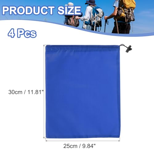 Drawstring Bag with Toggle, Stuff Sack String Waterproof Travel Storage Bags Cinch Stuff Pouch Fitting for (Gym/Traveling/Hiking/Yoga/Office/Shoe) 12 x 10 & 4 Pack & Sapphire Blue - color: Sapphire Blue, size: 12 x 10"