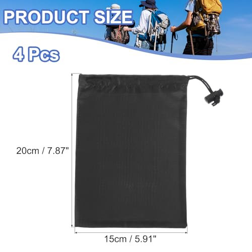 Drawstring Bag with Toggle, Stuff Sack String Waterproof Travel Storage Bags Cinch Stuff Pouch -Fitting for (Gym/Traveling/Hiking/Yoga/Office/Shoes) 6 x 8 & 4 Pack & Black - color: Black, size: 6 x 8"