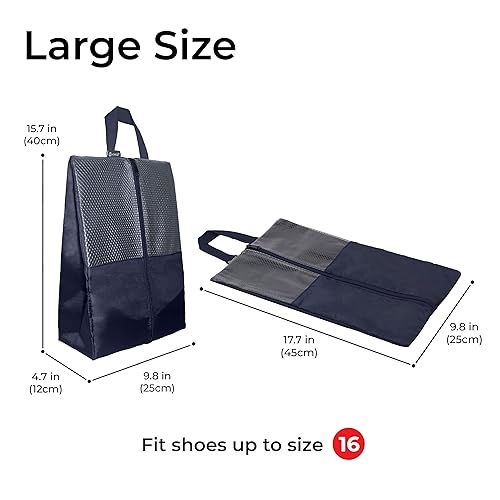Shoe Bags For Travel, Used As For Storage or Shoe Travel Bag, Space Saving When Travelling With This Travel Shoe Bags For Packing, Featuring Waterproof Nylon Sneaker Bag. (Navy, 2 Pack, Large) - color: Navy, 2 Pack, size: Large