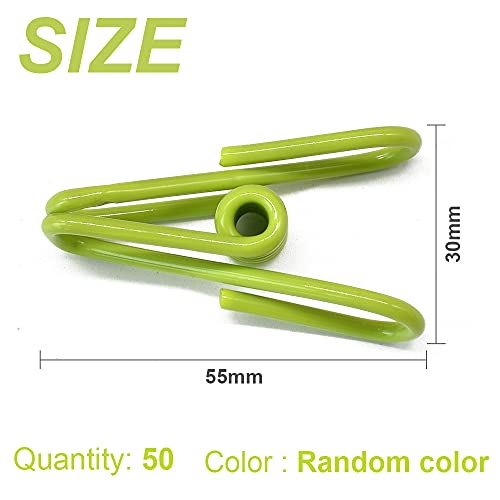 50 Pack Steel Wire Clip Utility Clips Colorful Vinyl-Coated Windproof Clothespin for Drying Home Laundry and Office Multi-Purpose Assorted Colors