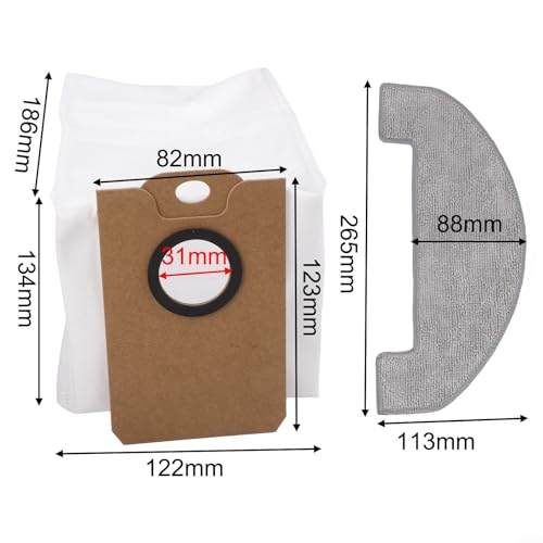 13Pcs Vacuum Parts Fit For MONSGA MS1 MAX Robot Vacuum Cleaner Accessories, 5pcs Microfiber Mop Pads, 8pcs Dust Filtration Collection Bags, Replacement Parts For MONSGA MS1 MAX