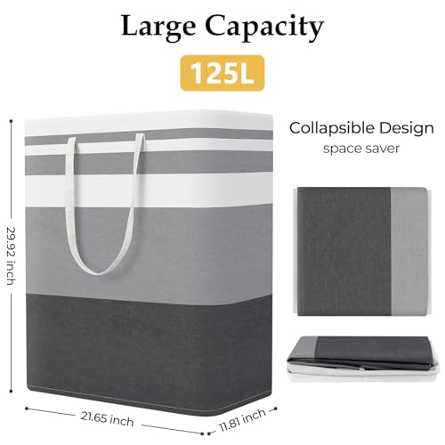 StorageRight Laundry Basket Hamper, 125L Collapsible Clothes Storage, Grey - color: Gradient Grey, size: 125L