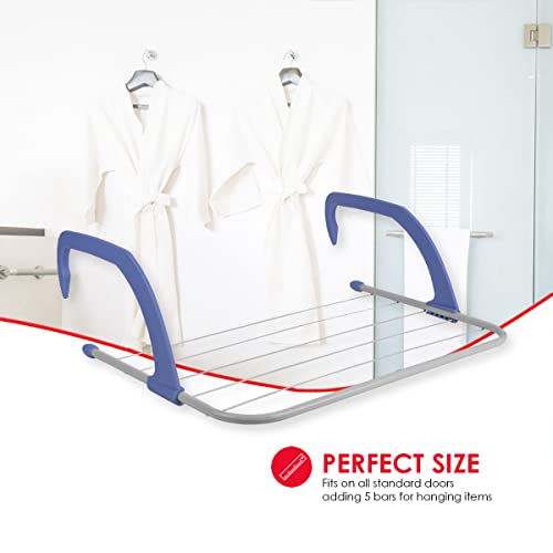 Home Basics Over The Door Laundry Drying Rack - Lightweight & Heavy-Duty Door Hanger Rod for Indoor Air Drying and Hanging Clothing, Towels, Coat, Lingerie, Freshly Ironed Clothes, Hosiery, Delicate
