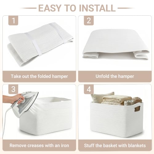 Large Laundry Basket/Hamper, 22"x17"x12", White - color: White, size: 75L
