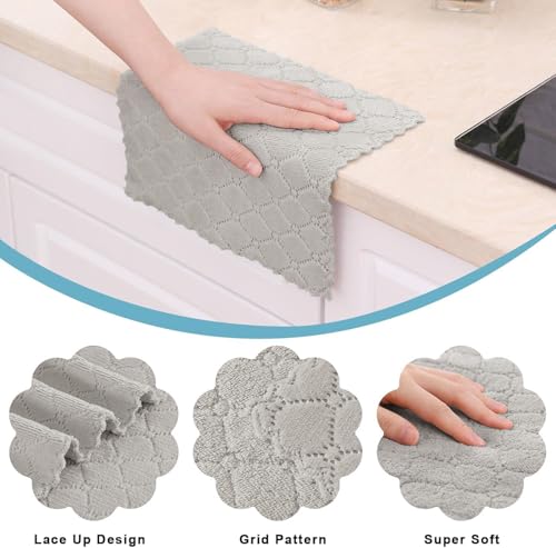 Homaxy Super Soft 16 Pack Coral Velvet Dish Cloths, 10" x 10", Grey - color: Grey, size: 10 x 10 inch- 16 Pack