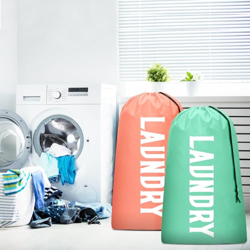 2 Pack XL Travel Laundry Bag, Machine Washable Dirty Clothes Organizer, Large Enough to Hold 4 Loads of Laundry, Easy Fit a Laundry Hamper or Basket (Light Pink + Light Blue) - color: Light Pink + Light Blue