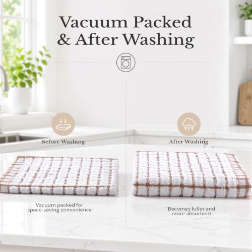 Homaxy 12 Pack Terry Kitchen Dish Cloths, 12"x12", Blue/Pink/Red/Brown - color: Blue/Pink/Red/Brown, size: 12 x 12 - 12 Pack