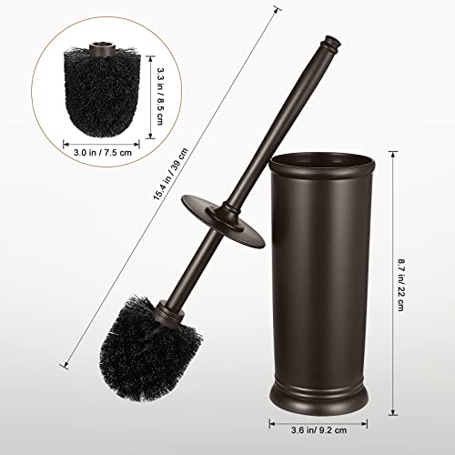 Toilet Bowl Brush Holder Set: Bathroom Deep Cleaning Toilet Scrubber Rim Cleaner with Caddy for Restroom Rv - Hidden Modern Elegant Toilet Clean Decorative Accessories - Bronze