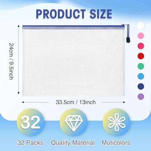Jetec 32 Mesh Zipper Bags Bikini, Classic Color, 13 x 9.5 Inch, 32 Pcs - color: Classic Color, size: 13 x 9.5 Inch