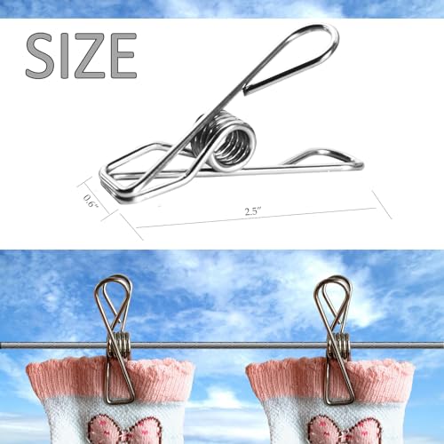 30PCS Large Stainless Steel Clothes Pins Set Heavy Duty Clothes Pegs for Hanging Laundry Clothes Pictures Photos Art Crafts (30)