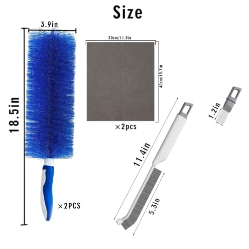 Fan Cleaning Brush Kit - Bendable Microfiber Head Reusable Dust Remover, Aquanexis 90 Flexible Ceiling & Fan Dust Magnet for Electric Fans Air Conditioning Home, Bonus 2 Magic Cloths Gap Brush (2)
