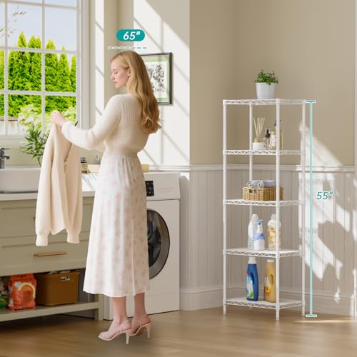 SINGAYE Metal Shelves Wire Shelving Storage Standing Adjustable Shelf Unit - color: White, size: 5 Tier 10"Dx16"Wx55"H