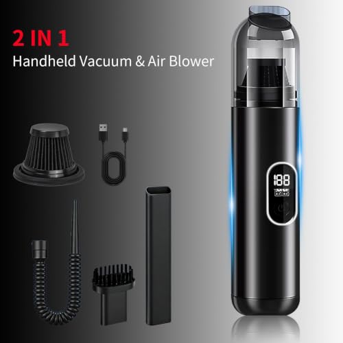 2 in 1 Cordless Handheld Car Vacuum, 18000PA Portable Mini Vacuum Cleaner - color: Black