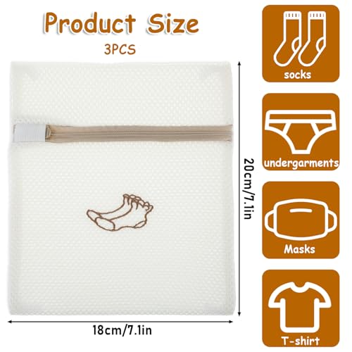 3 PCS Delicate Laundry Bag, Mesh Bags With Zipper for Socks, Underwear, Baby Clothes, Swimsuit - Small Durable Embroidery Bag, Travel Clothing Storage