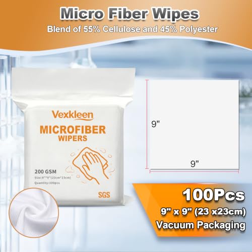 9" x 9" Durable & Absorbent Microfiber Wipes (100 Pcs, 200GSM) - size: 9" x 9" (Pack of 100)