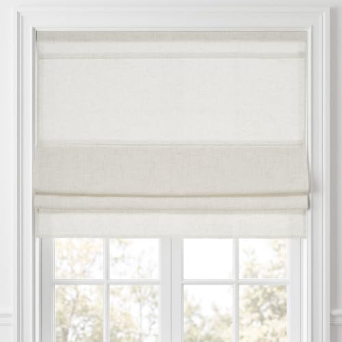 RYB HOME Light Filtering Roman Shade for Windows, No Drill Cordless Faux Linen Roman Blind, Magnetic Foldable Window Shades for Living Room/Dining/Office, Light Beige, W36xH64, 1 Panel - color: Light Beige, size: 36"W x 64"H