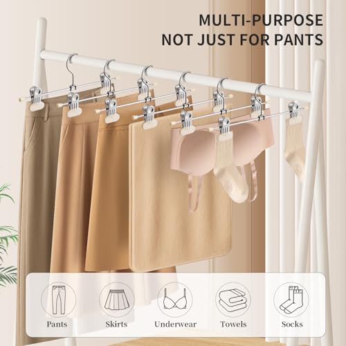 16 Inch Extra Wide Pants Skirt Hangers with Clips, Beige, 20 Pack - color: Ivory, size: 16Inch