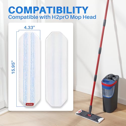 Mop Head Replacement Pads for O Cedar H2pro Flat Mop System, 18 PCS Reusable & Washable Microfiber Replacements Pads for Various Floors, Blue and White Stripes - size: 18 PCS - 15.95” x 4.33”