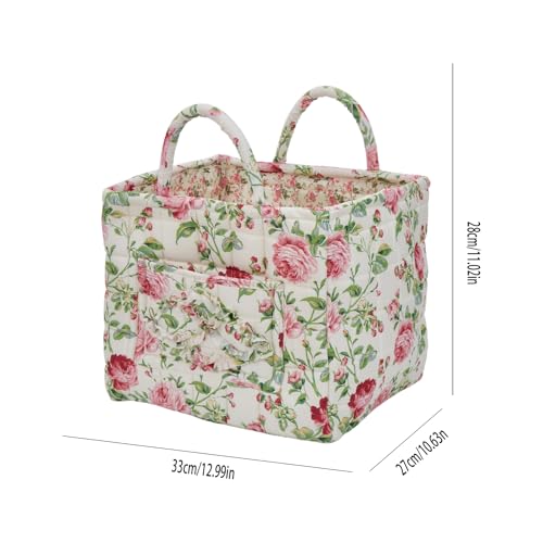 Boho Fabric Storage Basket, Large Capacity Laundry Basket, 12.2'' x 10.23'' x 10.23'' Collapsible Laundry Hamper with Easy Carry Handles (C Multi-Color 2, L) - color: C Multi-Color 2
