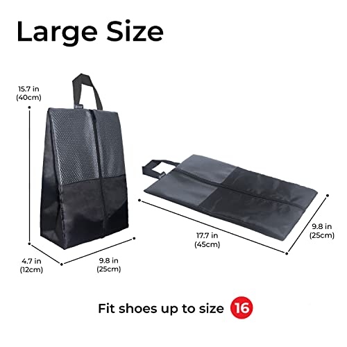 Shoe Bags For Travel, Used As For Storage or Shoe Travel Bag, Space Saving When Travelling With This Travel Shoe Bags For Packing, Featuring Waterproof Nylon Sneaker Bag. (Black, 2 Pack, Large) - color: Black, 2 Pack, size: Large