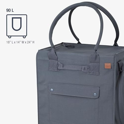CleverMade Rolling Tote Bag With Wheels, 90L, 75 lb, Gunmetal - color: Gunmetal