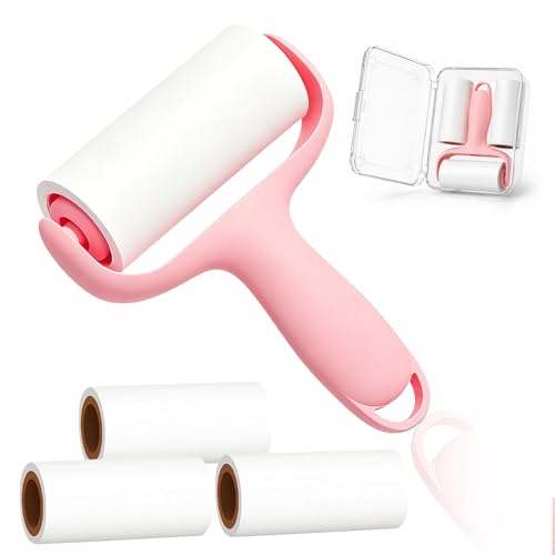 Reusable Lint Roller for Clothes- Pet Hair Remover Mini Lint Roller Travel Size with Case for Cloth, Portable Sticky Rollers (Pink) - color: Pink