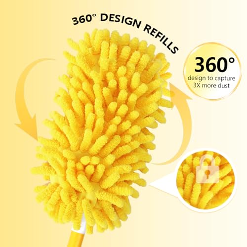 Reusable Chenille Duster Refill Compatible with Swiffer Duster - color: 8 Pack(yellow)