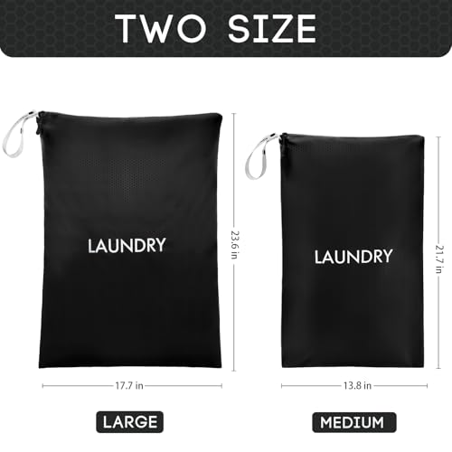 Travel Laundry Bag (2 Pcs - Large + Medium) - Foldable Waterproof Washable Wet Dry Bag for Gym, Swimming, Yoga, and Workout Perfect for Dirty Clothes, Bathing Suits, Travel Accessories Black - color: Black, size: L+M (2 Pcs) – 23.6"×17.7" + 21.7"×13.8"