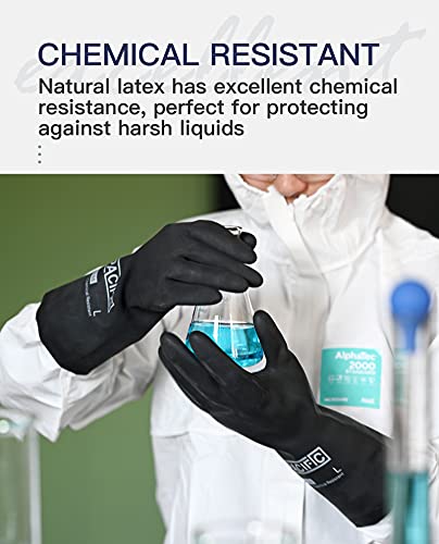 PACIFIC PPE Chemical Resistant Gloves, Heavy Duty Industrial Rubber Gloves, Resist Acid, Alkali and Oil, 12.6", XX- Large - color: 12.6"/Black (1 Pair), size: XXL/11
