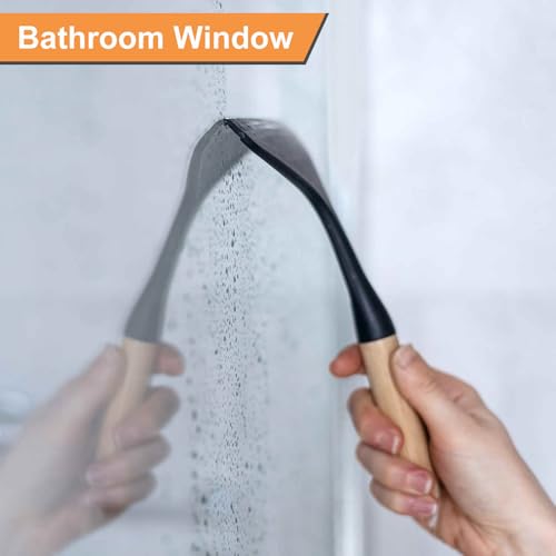 HARFINGTON Shower Squeegee 9.8 Inch Length Water Blade Cleaner Tool Household Mirror Squeegee with Hole for Windshield Window Cleaning Glass Door, Pink