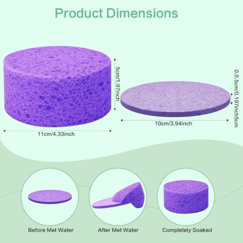 3-Pack Large Sponge, Kitchen Sponges, Handy Sponges, Cellulose Sponges, Dish Washing Sponge, Natural Sponge, Car Washing Sponge, Eco Friendly Sponge (Round, 4" X 4" X 2"), Purple - color: B-purple