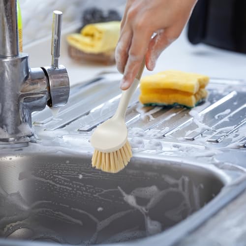 DEBETOOL 4-Pack Dish Brush, Built-in Scrubber with Handle