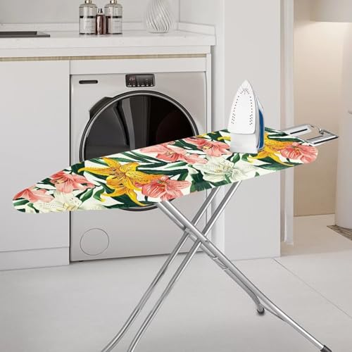 Colorful Floral Ironing Board Cover Heavy Duty Padded, Standard Size 15 x 54 Inch Non Stick Scorch and Stain Resistant Ironing Cover Cozy Nose Pocket - color: Colorful Floral