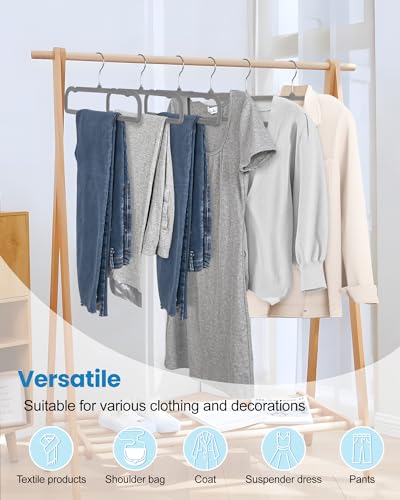 Velvet Hangers Non Slip - 20 Pack Pants Hangers for Grey Felt Hangers - color: Grey Silver Hook