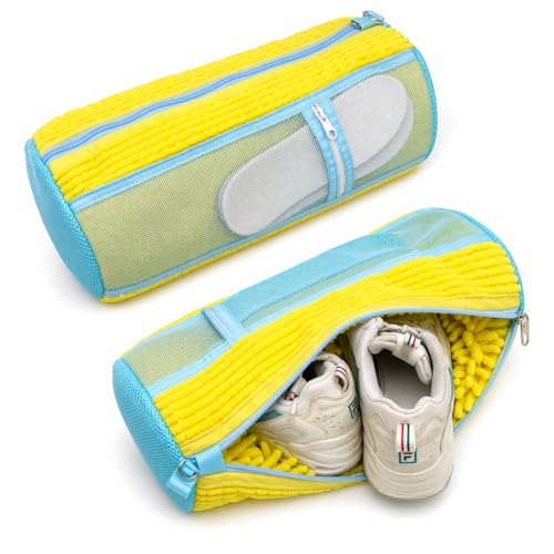 2 Pack Shoe Washing Machine Bag, Shoe Mesh Laundry Bags for Sneakers - color: Yellow