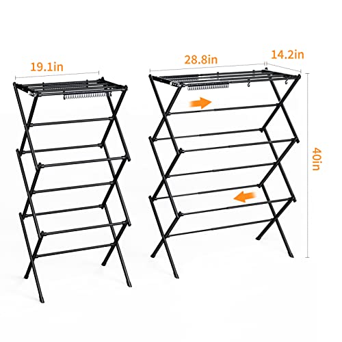 Clothes Drying Rack Foldable Drying Rack Clothing Black-1pack - color: Black
