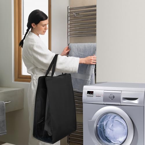 FENTEC 1 Pack Black Hanging Laundry Hamper,Laundry Hamper Bag with Handles - color: Black, size: 1 Pack-one Section