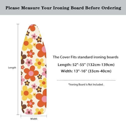 Cartoon Daisy Ironing Board Cover with Elastic Edge Non Stick Scorch Stain Resistant Cover Heavy Duty Iron Pad Covers Standard Boards with Hook and Loop Fastener Strap - color: Cartoon Daisy