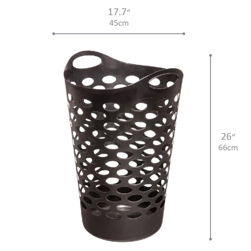 (3-Pack) Plastic Round Laundry Basket with Carrying Handles - White, Lightweight for Bedroom, Bathroom, or Dorm Room (Black) - color: Black