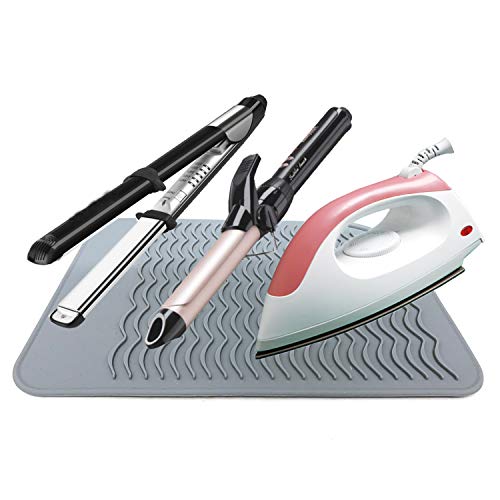 Lessmon Large Heat Resistant Mat for Hair Styling Tools, 11 x 7.5 in, Grey - color: Grey