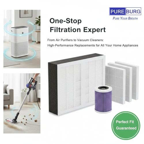 PUREBURG Replacement Filter Compatible with KMM LT-117C Handheld Car Vacuum Cleaner 9000Pa,10-Pack Washable HEPA Filter Air Clean Dust