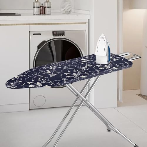 Vintager Floral Print Ironing Board Cover - Standard Size 15x54 Inch Ironing Board Covers, Heat Reflective Coating, Scorch Heat Resistant Iron Board Cover, Elastic Edge - color: Vintager Floral - Black and White