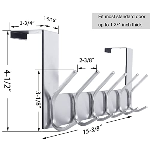 WEBI Over The Door Hooks Door Hanger:Over The Door Towel Rack with 6 Hooks for Hanging,Door Coat Hanger Towel Hanger Over Door Coat Rack for Towels,Clothes,Silver,2 Packs - color: Silver, size: 2 Pack