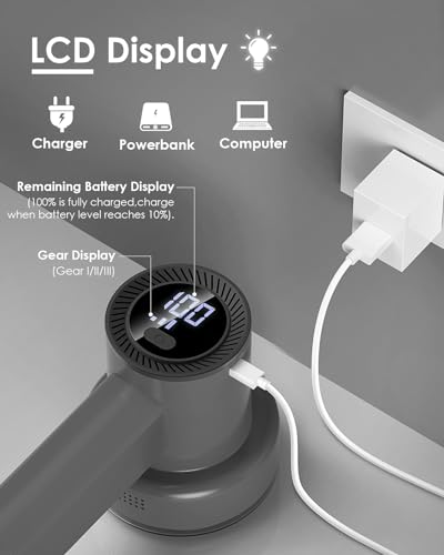 HOMEASY Fabric Shaver, Rechargeable Lint Remover for Clothes Grey - color: Gray