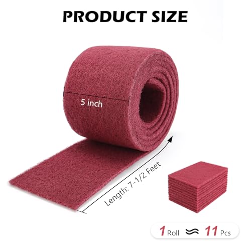 Maroon General Purpose Scuff Pads, Scuffing, Scouring Pad, Sanding, Paint Primer Prep Scratch - Surface Preparation Pad Car Auto Body Woodworking 7447-Premium, 5 Inches * 7-1/2 Feet - color: Maroon, style: 5 Inches * 7-1/2 Feet