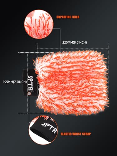 SPTA Microfiber Car Wash Mitt, 3Pcs Car Sponge Glove Wrapped in Soft, Plush Fiber Cloth Material, Safe Washing with Any Car Soap, Bucket, Foam Gun, Foam Cannon, Other Cleaning Supplies - color: 3pcs Microfiber Car Wash Mitt