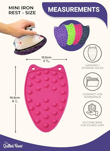 The Quilted Bear Mini Iron Rest Pad for Small Travel Irons, Pink - color: Pink
