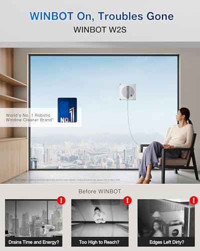 ECOVACS WINBOT W2S Window Cleaning Robot with TruEdge Cleaning - size: W2S